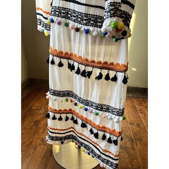 Dodo Bar Or Pom Pom Tassel Colorful Boho Summer Maxi Dress Small - Picture 4 of 10